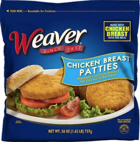 Tyson Food's Weaver brand chicken patty product, which is being recalled, is shown in the photo.