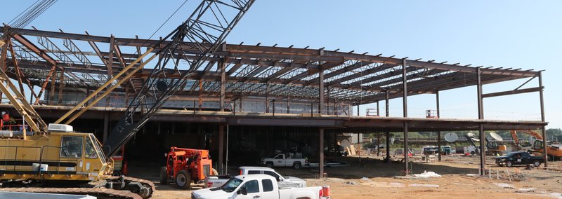 The Sentinel-Record/Richard Rasmussen CASINO CONSTRUCTION: A construction crew works on a section of the casino expansion at Oaklawn Racing Casino and Resort Friday. The casino’s completion is expected Jan. 24, 2020, Oaklawn Media Relations Manager Jennifer Hoyt said.