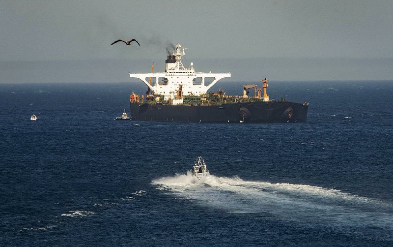 The supertanker is shown Sunday while it was still in the waters of Gibraltar.