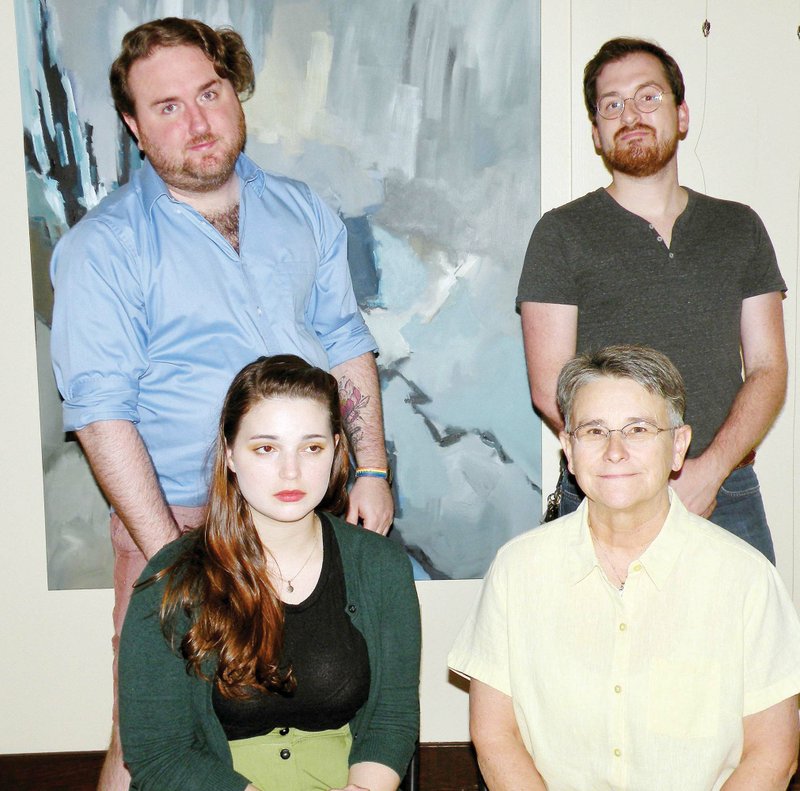 The Lantern Theatre will present The Glass Menagerie, by Tennessee Williams, as its summer production. Cast members include, seated, Ashley Murie, left, as Laura Wingfield and Peggy Cromwell as Amanda Wingfield; and standing, Trent Reese, left, as Tom Wingfield and Kevin Keeler as Jim O’Conner. The drama will open Saturday in the Parish Hall at St. Peter’s Episcopal Church in Conway.