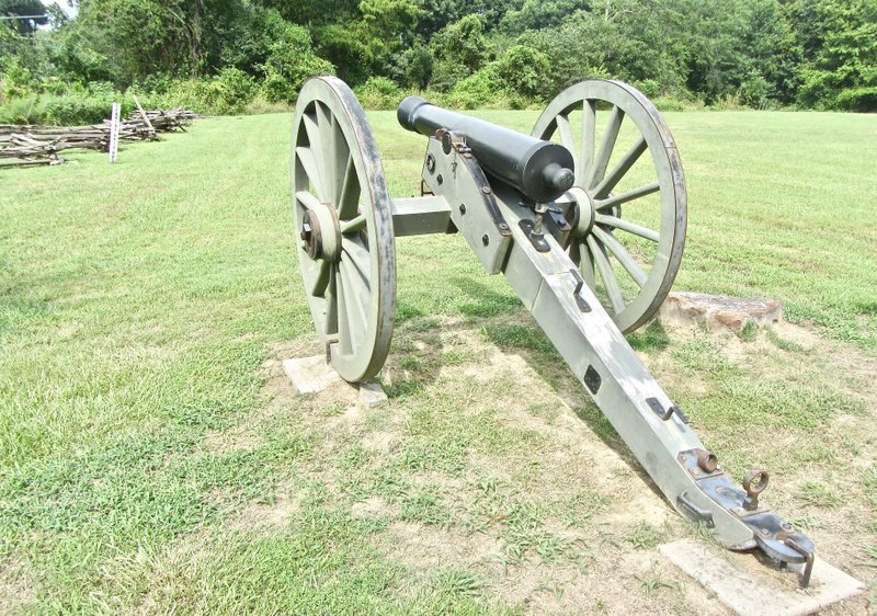 A cannon is displayed at Reed's Bridge on the Little Rock Campaign Tour, where fighting took place on Aug. 27, 1863, with Confederates holding the line. (Photo by Marcia Schnedler, special to the Democrat-Gazette)