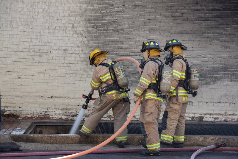 El Dorado firefighters extinguish a transformer fire downtown on Aug. 15.