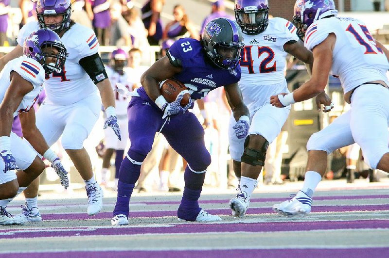 Senior running back Carlos Blackman is one of eight starters returning on Central Arkansas’ offense. Blackman rushed for 786 yards and 9 touchdowns last season, while junior back Kierre Crossley had 600 yards and 2 scores.