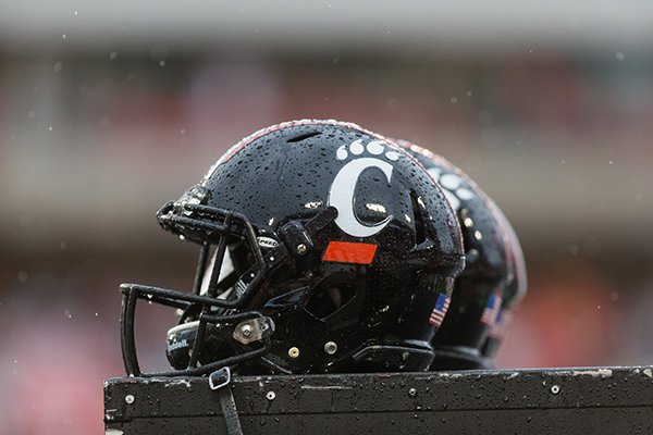 Cincinnati helmets during the first half of an NCAA college football game at TDECU Stadium, Saturday, Nov. 7, 2015, in Houston. Houston defeated Cincinnati 33-30. (AP Photo/Juan DeLeon)