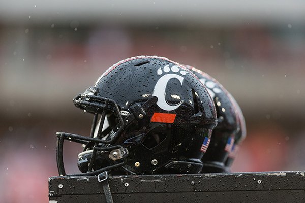Cincinnati helmets during the first half of an NCAA college football game at TDECU Stadium, Saturday, Nov. 7, 2015, in Houston. Houston defeated Cincinnati 33-30. (AP Photo/Juan DeLeon)

