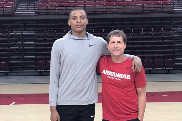 2022 guard Javion Guy-King and Coach Eric Musselman