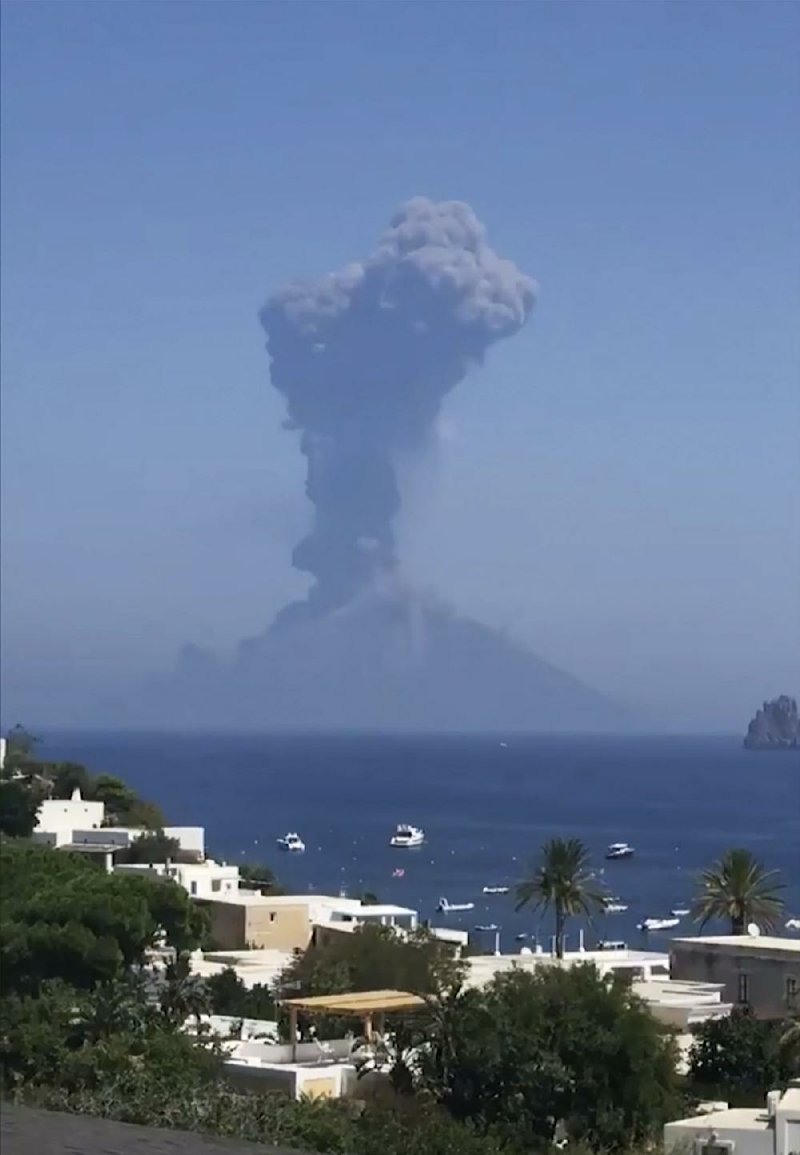 Smoke rises from the volcano that erupted Wednesday on the Italian island of Stromboli. 
