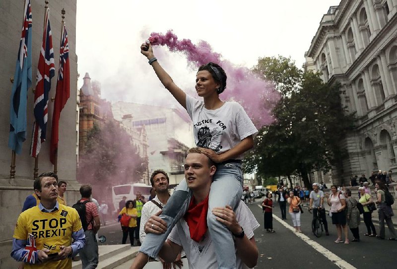 Opponents of Britain’s exit from the European Union join a demonstration Wednesday in central London. 