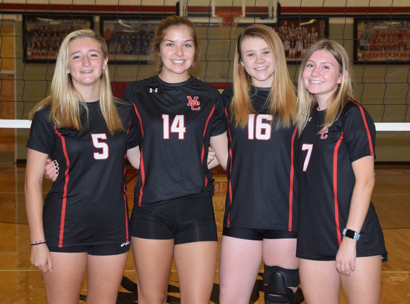 RICK PECK/SPECIAL TO MCDONALD COUNTY PRESS Senior members of the 2019 McDonald County High School volleyball team. From left to right: Kelli Brennand, Adyson Sanny, Ember Killion and Grace Poland.