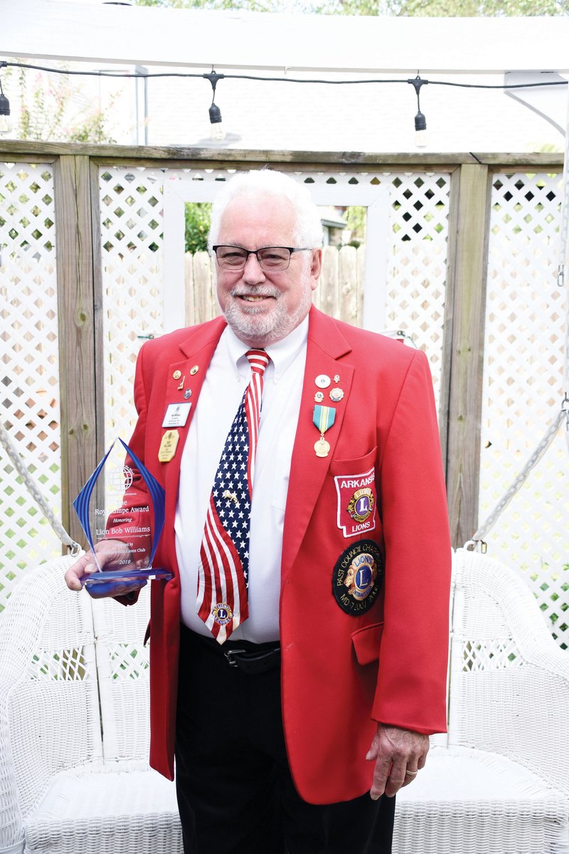 Bob Williams of Jacksonville holds the Roy Kumpe Award he received from World Services for the Blind in Little Rock in July. Williams, who is the current secretary for the Jacksonville Lions Club, has been a Lion for 23 years, starting his journey in Heber Springs before moving to Jacksonville in 1998.