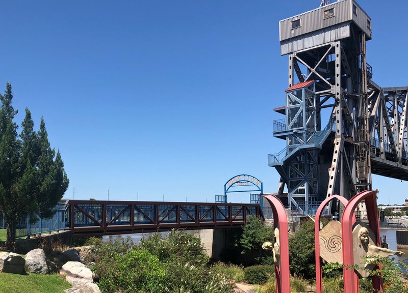 Arkansas Democrat-Gazette/CELIA STOREY Le Petit Pont is the pedestrian bridge that connects the south end of the Junction Bridge to Riverfront Park.