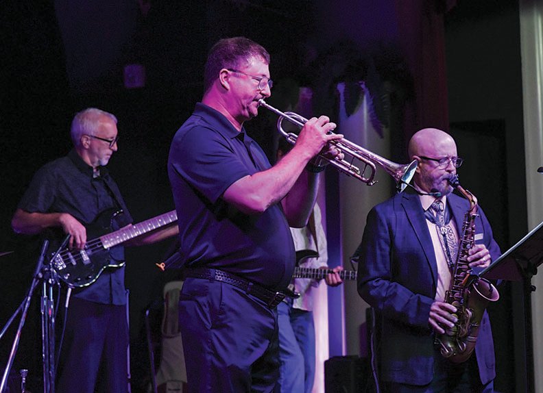 Texarkana-based jazz band State Line Avenue performs on the final day of the 28th Hot Springs JazzFest at The Vapors on Sunday, Sept. 1, 2019. - Photo by Grace Brown of The Sentinel-Record