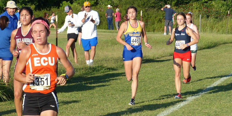 SAU’s Carley Hale competes in a meet last season in Oklahoma. She will guide the Lady Muleriders in a cross country meet this weekend at UCA in Conway.