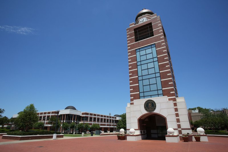 FILE — The bell tower on the campus of the University of Arkansas at Fort Smith