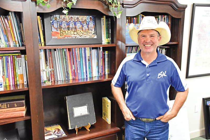 New Bald Knob School Board member Bruce Mason, shown in Superintendent Melissa Gipson’s office, was appointed to fill the term of Michael Wammack, who died July 16. Mason said he intends to run for the position in May.