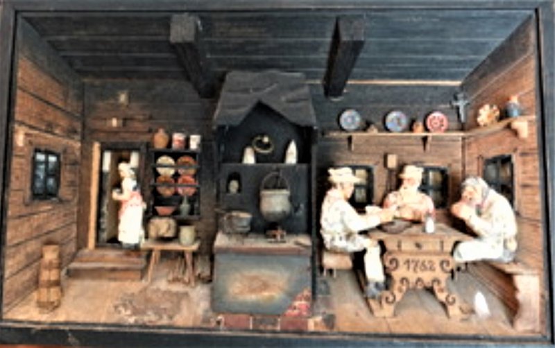 This diorama or shadowbox provides a view of a French or German tavern from the 19th century. (Handout/TNS) 