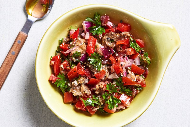 For The Washington Post/STACY ZARIN GOLDBERG Turkish-Style Grilled Eggplant Salad
