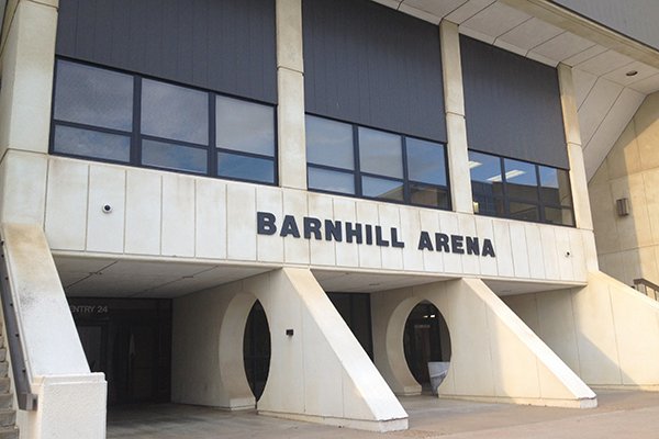 The south entrance of Barnhill Arena is shown on Thursday, Oct. 9, 2014, in Fayetteville.