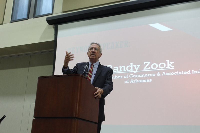 Randy Zook of the Arkansas State Chamber of Commerce speaks at the El Dorado-Union County Chamber of Commerce's Economic Outlook Luncheon on Wednesday.