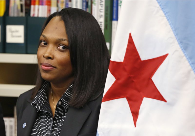 In this July 16, 2015, file photo, Janice Jackson, chief executive officer for Chicago Public Schools, appears at a news conference in Chicago.  (AP Photo/Charles Rex Arbogast File)