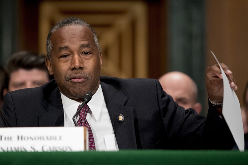 Housing and Urban Development Secretary Ben Carson speaks at a Senate Banking Committee hearing on "Housing Finance Reform: Next Steps" on Capitol Hill, Tuesday, Sept. 10, 2019, in Washington. 