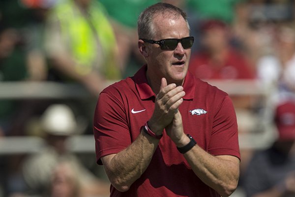 Arkansas athletics director Hunter Yurachek is shown during a football game between the Razorbacks and Colorado State on Saturday, Sept. 14, 2019, in Fayetteville.