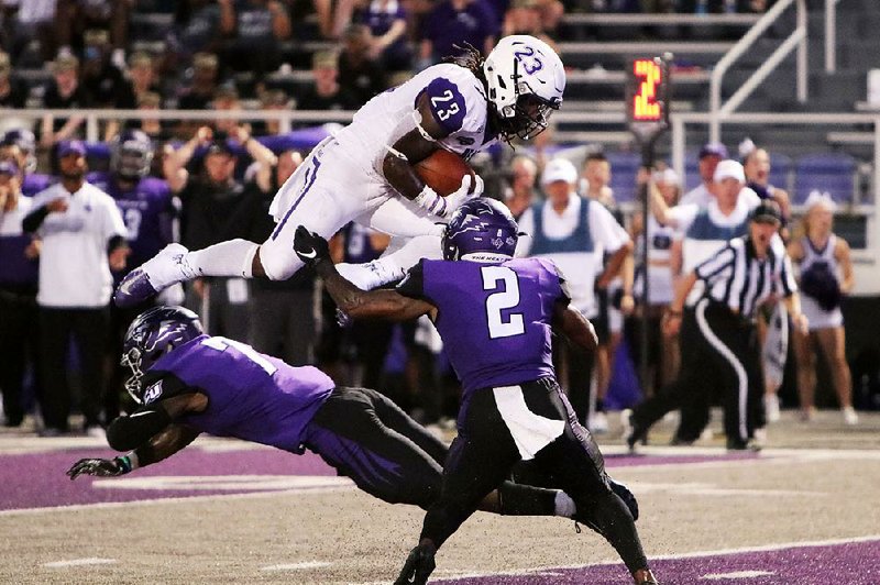 UCA running back Carlos Blackman (23) had two touchdowns for the Bears on Saturday in a 31-30 victory over Abilene Christian in the Southland Conference opener for both schools at Estes Stadium in Conway.