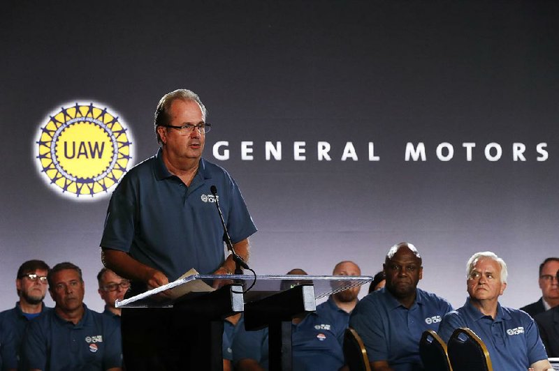 United Auto Workers President Gary Jones speaks at the opening of the union’s contract talks with General Motors in Detroit in July. The union has selected GM as the target in negotiations and it would be the first company to face a strike. 