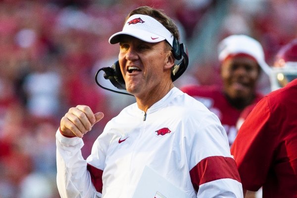 Arkansas coach Chad Morris is shown during a game against Colorado State on Saturday, Sept. 14, 2019, in Fayetteville. 