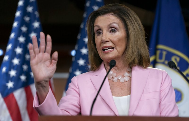 On this Sept. 12, 2019, photo, House Speaker Nancy Pelosi, D-Calif., speaks at the Capitol in Washington. The good news is that it doesn’t look like a bitterly polarized Washington will stumble into another government shutdown. But as Democrats controlling the House unveil a stopgap, government-wide spending bill to keep the lights on and pay the troops, there’s scant evidence that power sharing in the U.S. Capitol will produce further legislative accomplishments anytime soon. (AP Photo/J. Scott Applewhite)