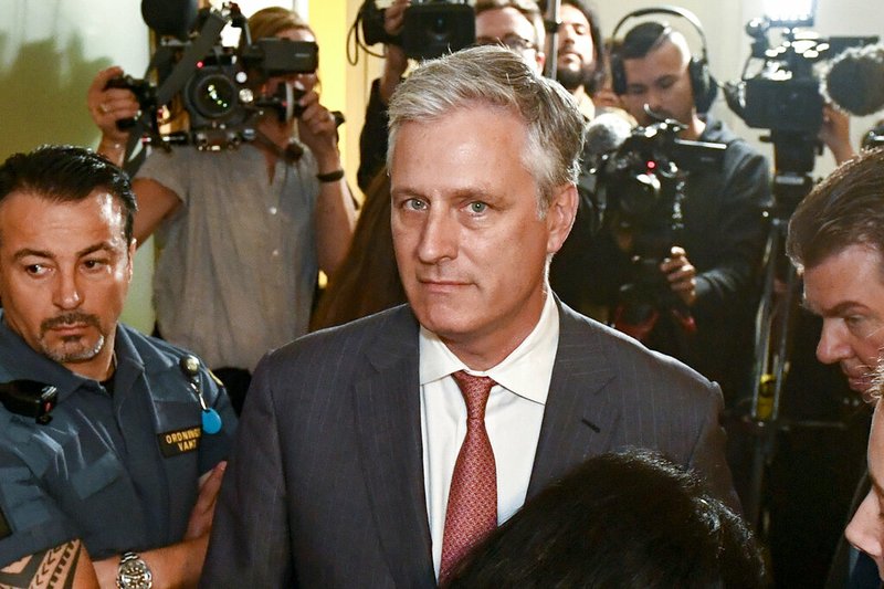 In this July 30, 2019, file photo, Robert O'Brien, U.S. Special Envoy Ambassador, arrives at the district court where U.S. rapper A$AP Rocky is to appear on charges of assault, in Stockholm, Sweden. President Donald Trump says he plans to name O'Brien to be his new national security adviser. (Erik Simander/TT via AP)