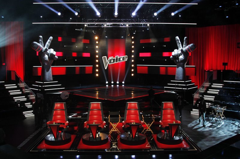 A general view of the set of "The Voice" is seen in Culver City, Calif., Friday, Oct. 28, 2011. (AP Photo/Matt Sayles)