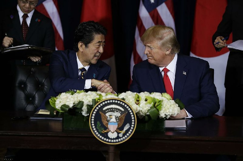 Japanese Prime Minister Shinzo Abe and President Donald Trump announced the signing of a limited trade deal Wednesday between  the two countries during a United Nations General Assembly in New York. 
