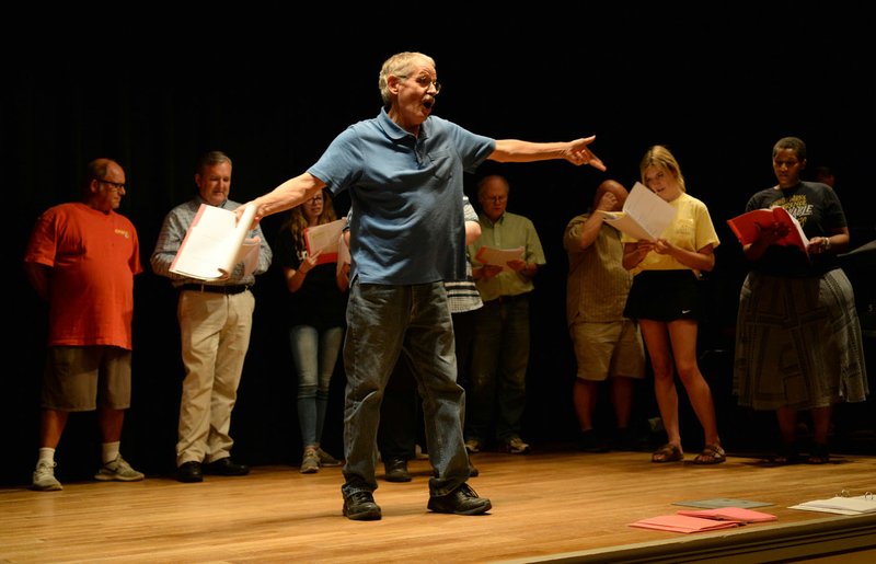 NWA Democrat-Gazette/ANDY SHUPE Steve Voorhies sings during rehearsal for the Northwest Arkansas Gridiron Show. The production to benefit the Society of Professional Journalists will run Oct. 4 and 5 at Arkansas Public Theatre at the Victory in Rogers.