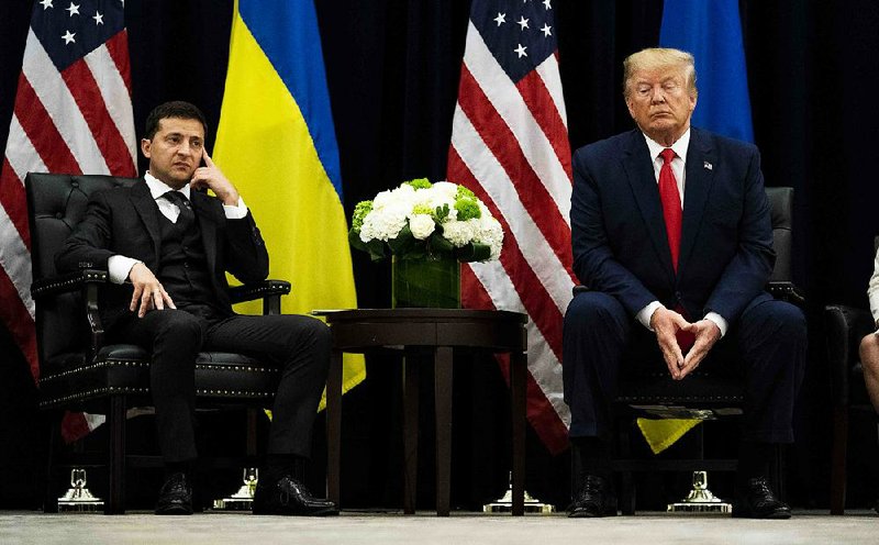 Ukrainian President Volodymyr Zelenskiy attends a meeting Wednesday with President Donald Trump in New York. 