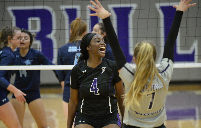 Fayetteville's Har-Ber's Thursday, Sept. 26, 2019, during play in Bulldog Arena. Visit nwadg.com/photos to see more photographs from the match.