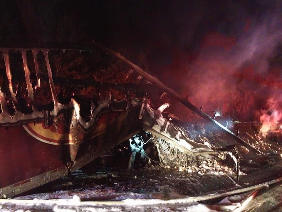 Damage from a tractor-trailer fire Friday in Ozark.
