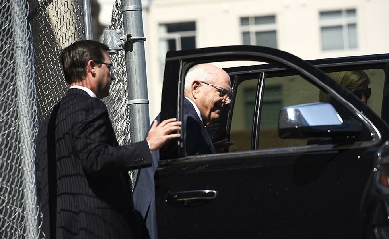 Robin Hayes, 74, former chairman of North Carolina’s Republican Party, leaves the federal courthouse Wednesday in Charlotte, after admitting that he lied to federal agents. 