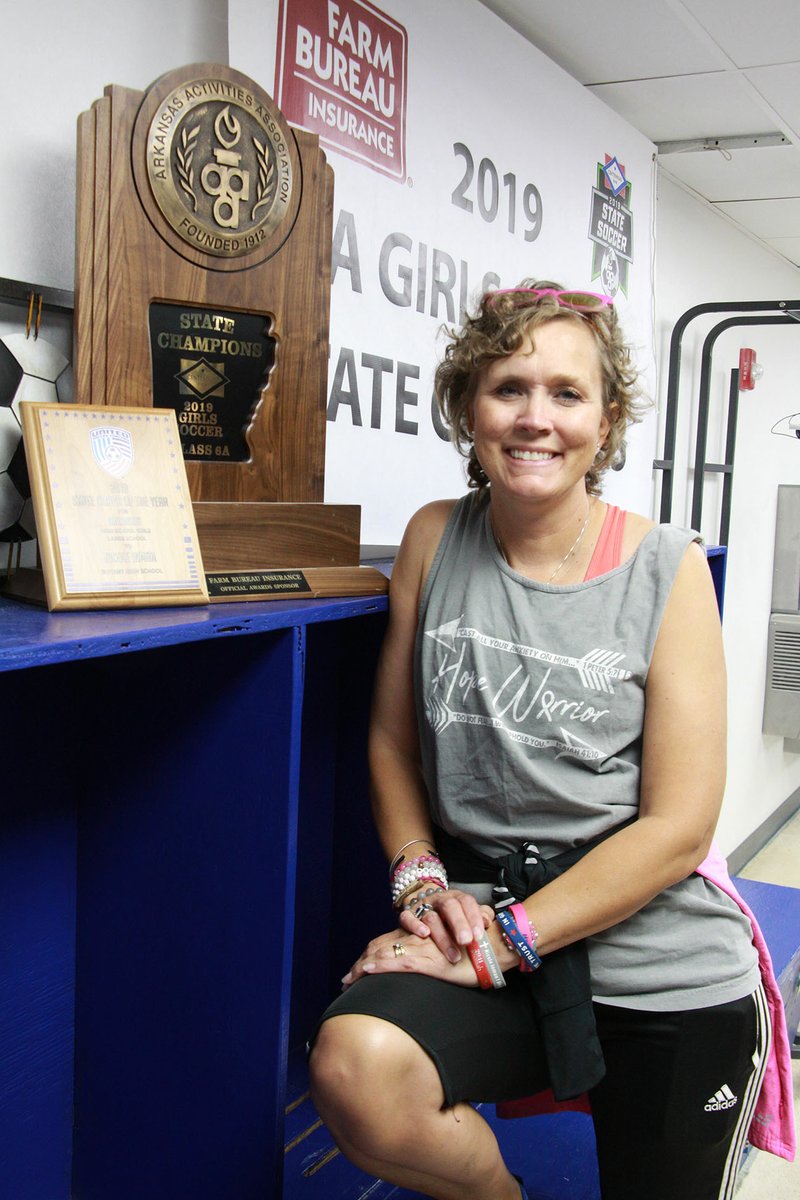 Nicole Inman, the head coach for the Bryant girls soccer program, was recently named 2019 State Coach of the Year for Arkansas High School Girls by United Soccer Coaches. In her second season with the program, Inman led the Lady Hornets to its second Class 7A state championship.