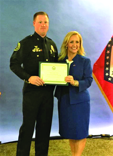 Office of the Year: Patrolman Logan Owens, of the El Dorado Police Department, is named the 2019 Union County Law Enforcement Officer of the Year by Arkansas Attorney General Leslie Rutledge. Owens received the award Oct. 1 in Benton.