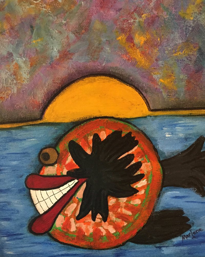 "Funky Fish" -- A painting by Marlene Samuel will be one of the featured artworks during the October Art Show at White Lotus in Fayetteville. Also on show are work by Nancy Sanders, Jammie Hayes, Marlene Samuel, Molly Trieschmann, Red Starr, Ed Laningham, Karl Killian, Ruthie Graen and Diane Gaynor. Free. 582-4806, or lotuswhite@sbcglobal.net.