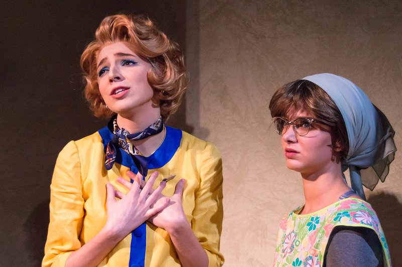 Photo courtesy Ash Micheel One man is juggling three lovers -- including Gretchen (Aubrey Pohlman, left) -- while his long-suffering housekeeper Berthe (Chloe Haroldson) looks on bemused -- in the University Theatre production of "Boeing Boeing," a modern-day farce.