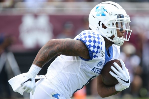 Kentucky wide receiver Lynn Bowden, Jr. (1) returns a punt during the first half of an NCAA college football game against Mississippi State, Saturday, Sept. 21, 2019, in Starkville, Miss. Mississippi State won 28-13. (AP Photo/Kelly Donoho)
