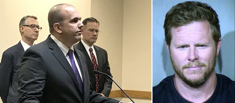 Duane "Dak" Kess, United States Attorney for the Western District of Arkansas, (left) during a press conference Wednesday, Oct. 9, 2019 in Springdale. Paul Peterson mug shot.