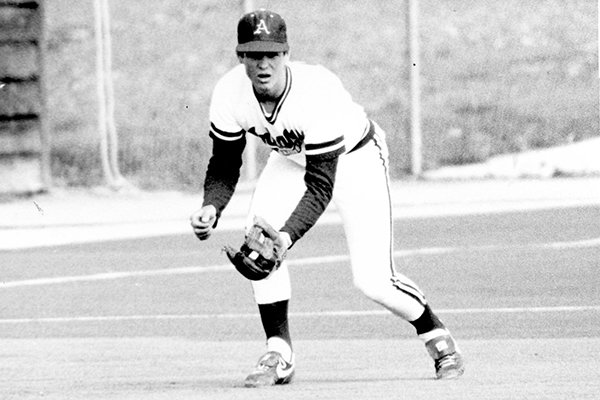 Arkansas third baseman Jeff King is shown during his playing days in the 1980s. King, who was the Razorbacks' first play selected first overall in the MLB Draft, will be inducted into the Southwest Conference Hall of Fame in November 2019.