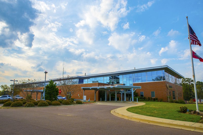 The N. Jackson street entrance view of Magnolia Regional Medical Center. 