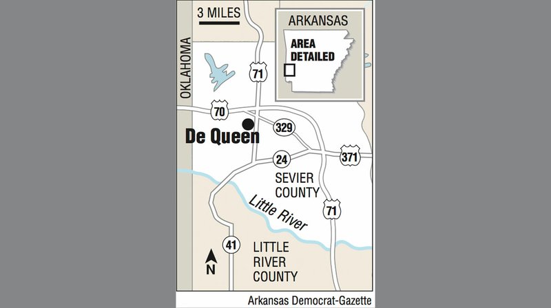 A map showing the location of De Queen.