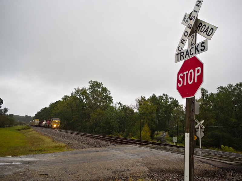 Reginald Renaldo Harper of Magnolia was struck by a train in McNeil early Friday morning at the intersection of Oak Street and the Union Pacific railway (pictured). His body has been taken to the Arkansas Crime Lab for further investigation. 