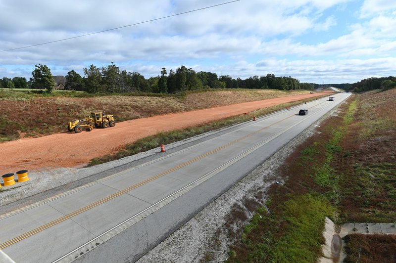 NWA Democrat-Gazette/SPENCER TIREY Construction work is being done on a portion of the Bella Vista Bypass between Miller Church Road and Walton Boulevard. State and local officials will break ground Tuesday morning on two projects with a total cost of just more than $100 million to fill in missing links in the Bella Vista Bypass, also known as the Missouri/Arkansas Interstate 49 connector, Interstate 549 and future I-49.