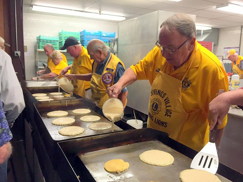 Preparation for the annual Pancake Day fundraiser by the Hot Springs Village Evening Lions Club begins the night before. - Submitted photo